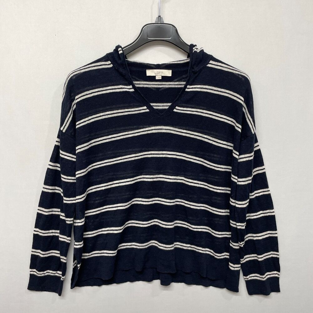 Ann Taylor Loft Pullover  100% Linen Hoodie Sweater Size Large M221 -14